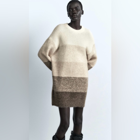 ZARA OMBRÉ KNIT MIDI DRESS - Picture 2 of 10